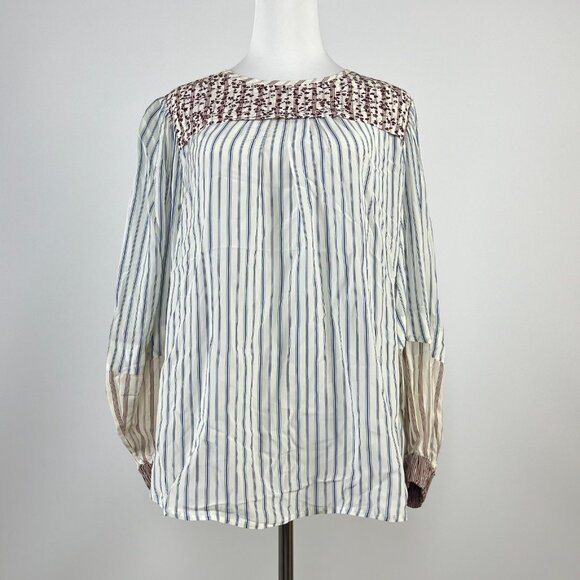 $455 NOWT See By Chloé Floral Stripe Top Blouse Size 38 - Picture 2 of 12